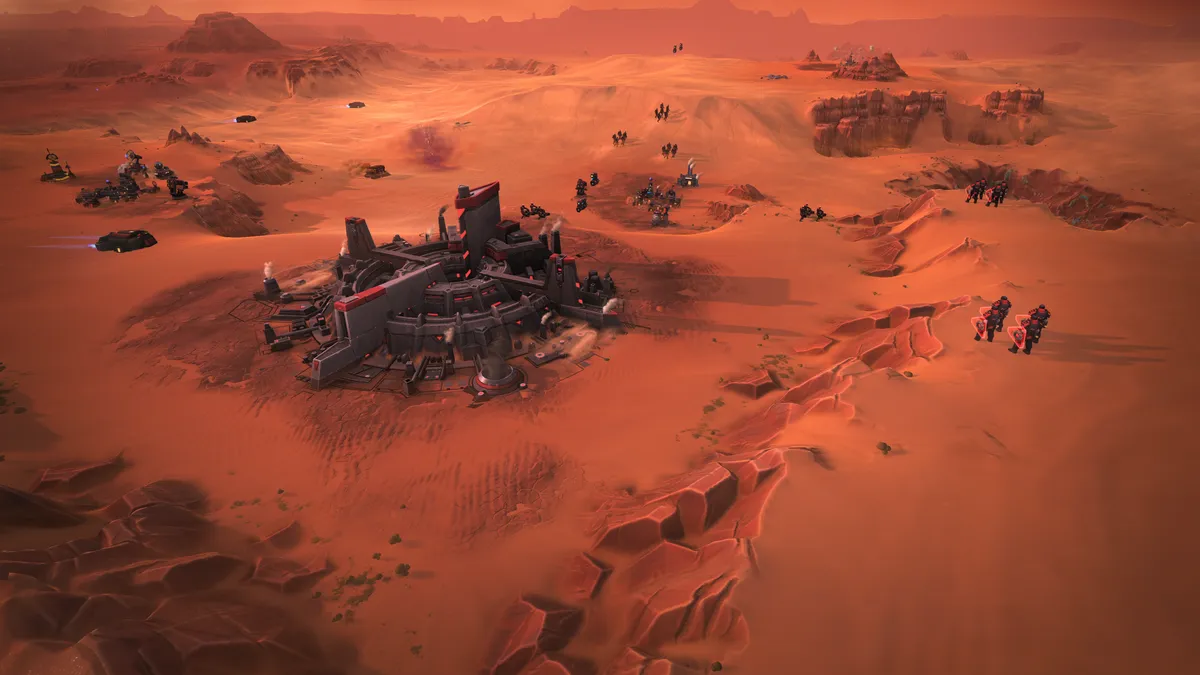 The massive Harkonnen base in Dune: Spice Wars